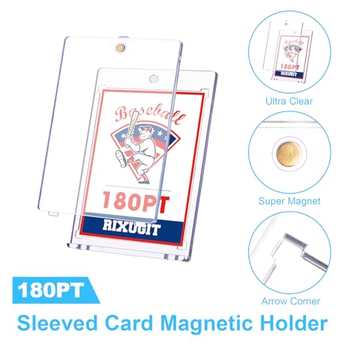 25-Pack 180pt Sleeved Card Magnetic Holders - Clear, UV Resistant, Fits Trading & Game Cards - Variation of 25ct 180PT Sleeved Card Holder
