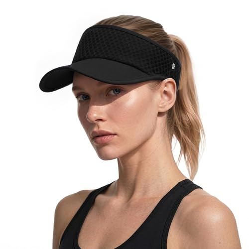 Breathable Mesh Sun Visor Lightweight Sport Hat for Men Women - Black