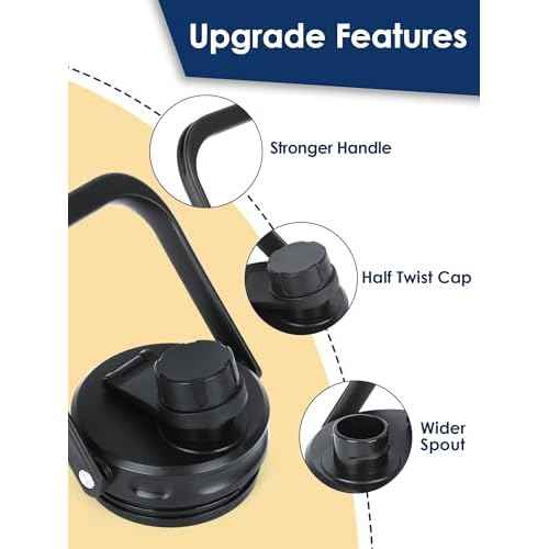 YOUSHARES Jug Lid for RTIC - Improved Replacement Cap Compatible with RTIC One Gallon and Half Gallon Jug BPA Free Sport Bottle Accessories Rubber Grip Thicker Steel and Better Gasket