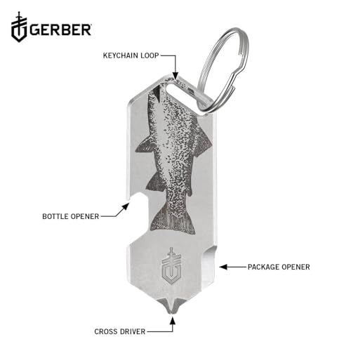 Silver Gerber Shard 3-in-1 Multitool Keychain with Bottle Opener & Fish Variation