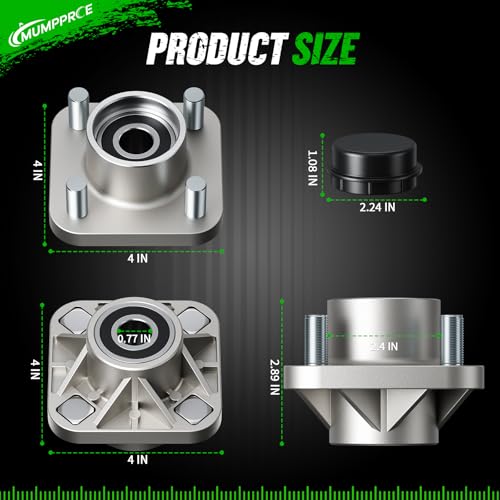 Golf Cart Front Wheel Hub Assembly with Bearings and Dust Cover - Fits Club Car 2003-Up, Tempo 2018-Up, 2 Pieces