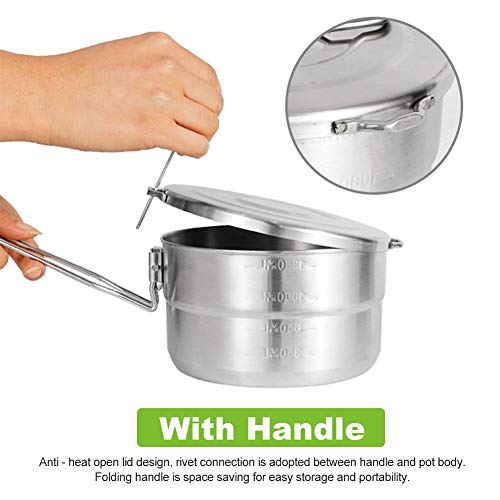 1.5L Stainless Steel Camping Pot with Lid & Folding Handle - Lightweight Outdoor Cookware