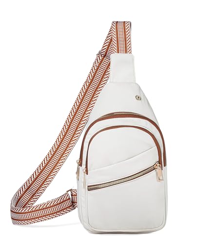 Small Crossbody Sling Bag for Men & Women - Brown & White Variation