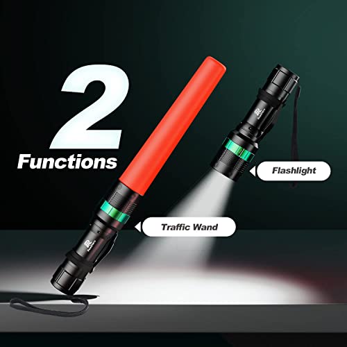 11 Inch Traffic Wand LED Flashlight Set - 2 Pack with 5 Flashing Modes