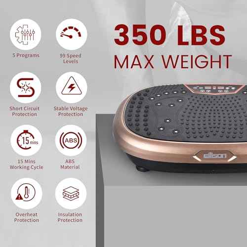 EILISON FitMaxx 3D XL Vibration Plate Exercise Machine - Whole Body Workout Vibration Platform w/Loop Bands - Lymphatic Drainage Machine for Weight Loss, Shaping, Wellness, Recovery