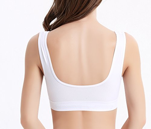 Women's Low-Impact Workout Sports Bras 6 Pack - Black White Beige Blue Pink Light Purple XX-Large