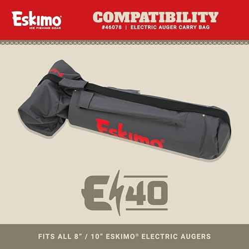 Eskimo¢ç Electric Auger Carry Bag, E40 Compatible, Gray, Carry Handle, Extension Pocket, Durable Construction, Storage Pockets, 46078