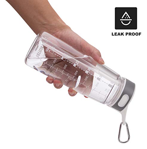 800ML Clear Sports Water Bottle with Straw, Wide Mouth, BPA-Free, Handle