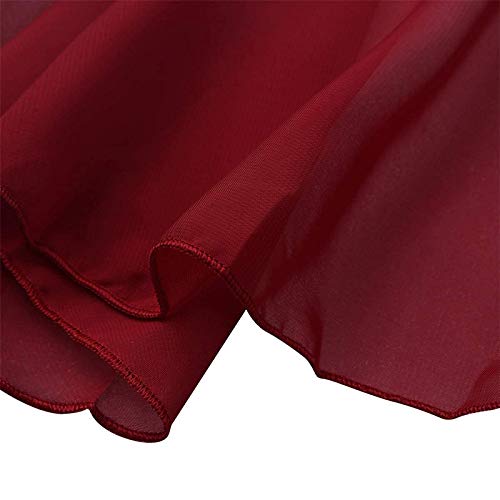 Kids Girls Ballet Dance Skirt Sheer Chiffon Wrap - Burgundy 4-6 Years