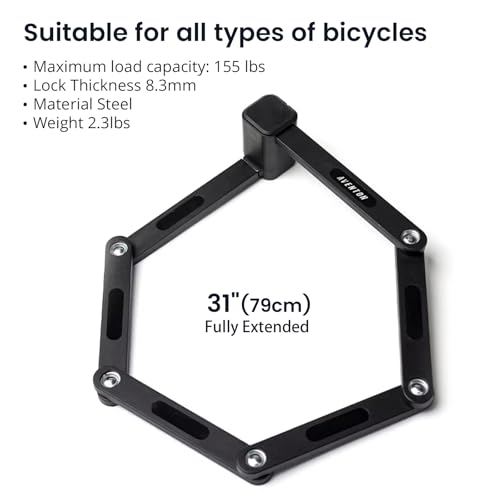 Heavy Duty Folding Bike Lock with Key - Anti-Theft Steel Cable for Electric and Folding Bikes