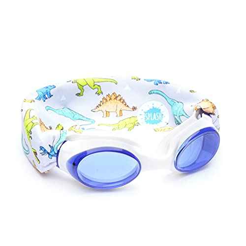 Splash Place SWIM GOGGLES with Fabric Strap - Adult & Kids Swim Goggles - BLUES & GREENS