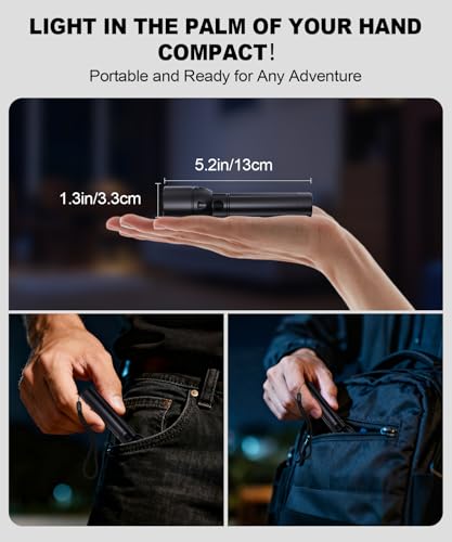 Rechargeable LED Pocket Flashlight 3 Pack, Compact & Super Bright