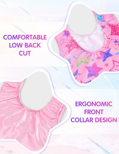 Girls Gymnastics Leotard 4-Way Stretch Quick Dry Racerback 1-10Y Pink 4-5T