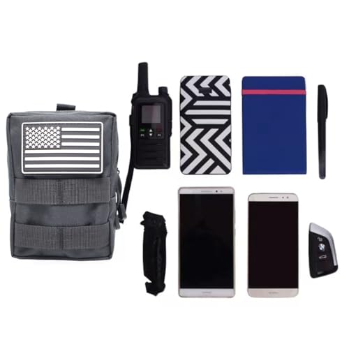 Black Tactical Molle Pouch Set with Flag Patches - Compact Water-Resistant Utility Bags