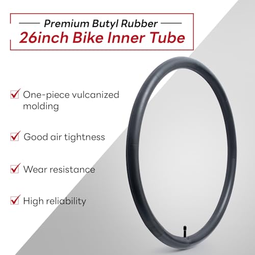 26x2.125/2.2/2.25/2.3/2.35/2.40 Self-Sealing and Self-Healing Bike Tube 26" Replacement Bicycle Tube(Single) Reliable 26 x 2.125-2.4 Inner Tube 32mm Schrader Valve for Road/Mountain Cycling Scenarios