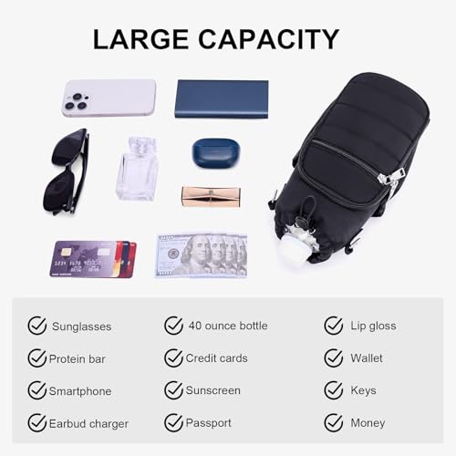 Lexiyat 40 oz Water Bottle Bag Crossbody Insulated Carrier with Adjustable Strap - Black