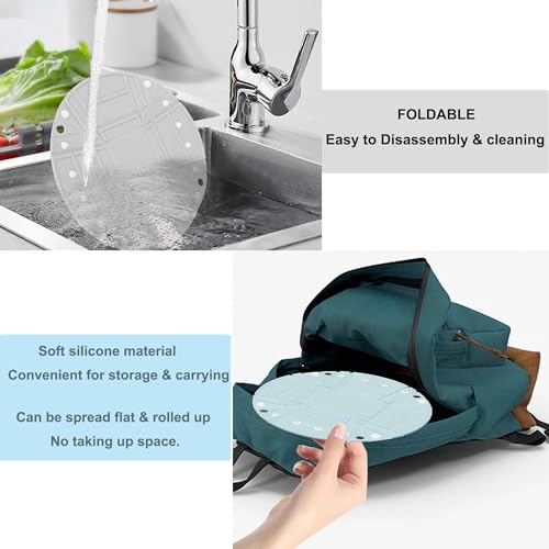 Collapsible Silicone Camping Bowl - Light Blue Portable Folding Picnic Dish