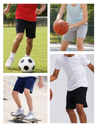 Kids Athletic Shorts with Pockets - Youth Quick Dry Sports Shorts, X-Small, Black