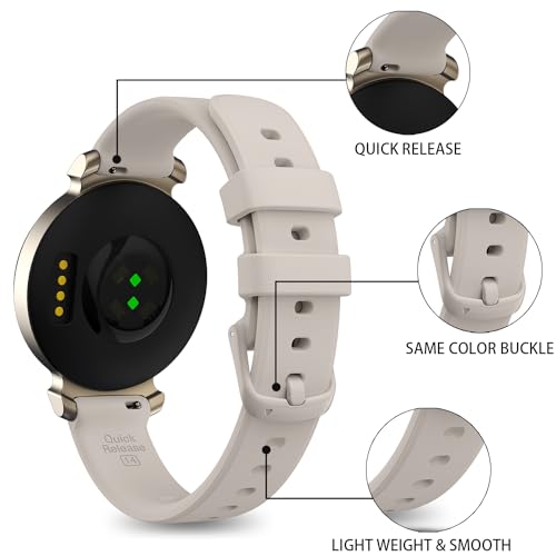 Sand Gray Soft Silicone Sport Watch Band Compatible with Garmin Lily 2 & Lily 2 Active - Quick Release Replacement Strap