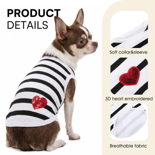 Dog Shirts for Extra-Small Dogs - White Striped Vest for Chihuahua, XS
