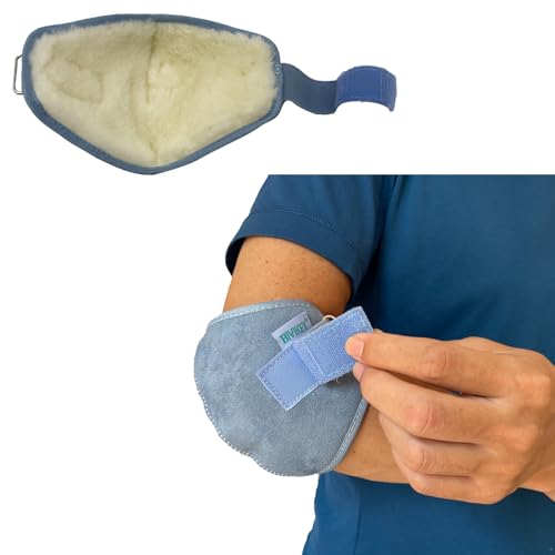L Blue Sheepskin Elbow Pressure Sore Protector Pad for Elderly & Medical Use - 1 Pc