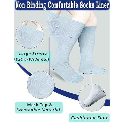 Walking Boot Sock Replacement Extra-Wide Knee High Socks for Foot Brace,Fracture Boot Men & Women 2 Pairs