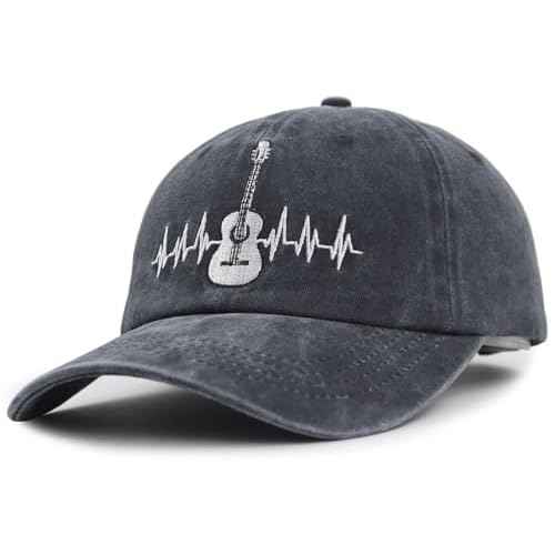 KKMKSHHG Guitar Baseball Cap for Men Women, Embroidered Adjustable Cotton Musician Hat