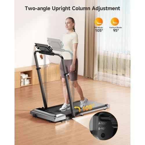 Walking Pad Treadmill with 12% Incline, 6 in 1 Folding Treadmill with Adjustable Handle Bar for Home/Office, Under Desk Treadmills Portable Walking Pad with App, Remote Control & LED Display