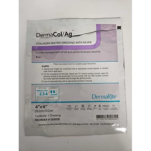 Dermarite Industries Dermacol Ag Silver Collagen Dressing, 2x2, 10 Count