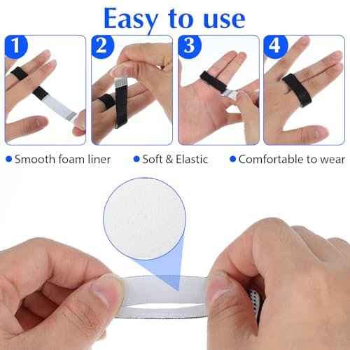 10 Pack Hook and Loop Finger Wrap, Washable and Reusable Buddy Straps for Fingers, Buddy Tape Finger Straps, Finger Buddy Straps for Injured Finger Support (Black)