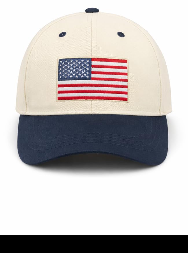 Unisex Baseball Cap with Embroidered American Flag Patch - Adjustable Cotton Hat for Sports Travel & Daily Wear