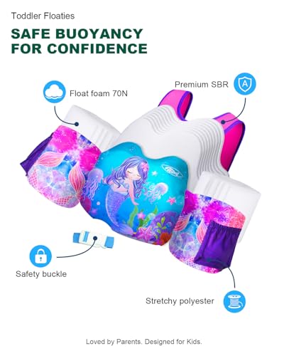 Toddler Swim Vest with Adjustable Fit - Mermaid / L, 30-66 lbs, 2-7 Years