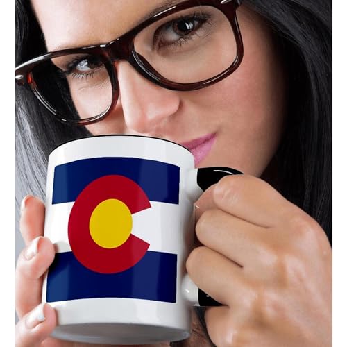 3dRose Colorado State Flag Mug - 11oz Two-Tone Black Ceramic Coffee Cup