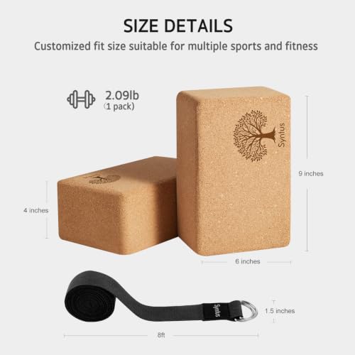 Yoga Block and Strap Set for Flexibility and Balance - Cork Support Kit