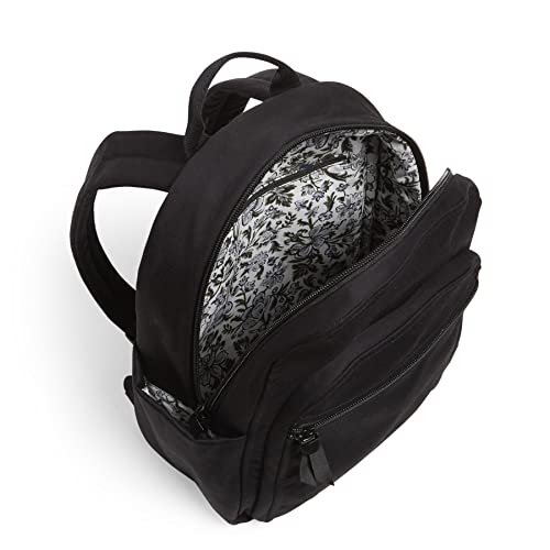 Vera Bradley Women's Cotton Small Backpack, Classic Black, One Size
