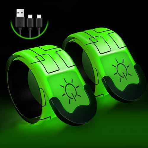2 PCS LED Armband Rechargeable for Running Walking Cycling Jogging, 2025 Version Running Lights for Runners, High Visibility Night Walking Safety Gear, Premium Gifts for Runners Men Women