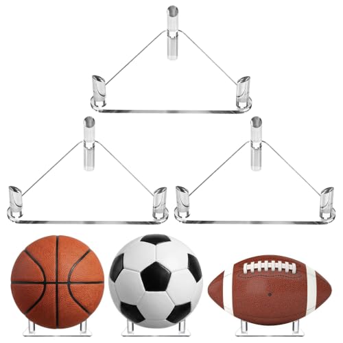3-Pack Acrylic Sports Ball Display Stand & Holder for Soccer & Basketball