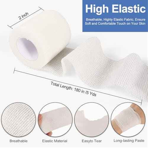 24 Pack White Self Adhesive Bandage, 2¡± x 5 Yards Medical Wrap, Cohesive Bandage Wrap, White Tape Baseball, Self Stick Bandage Tpae, First Aid Gauze for Ankle, Leg, Arm
