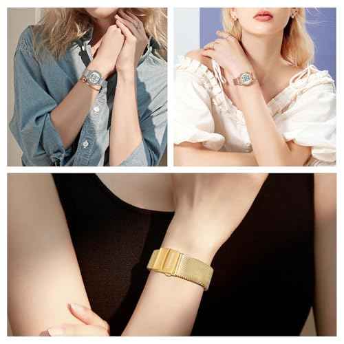 Women's Step Counter Pedometer Watch with Stainless Steel Bracelet, Stylish Design, No App, No Charging Needed for Step, Calorie, Distance, Alarm, Countdown Timer£¬TU-2401