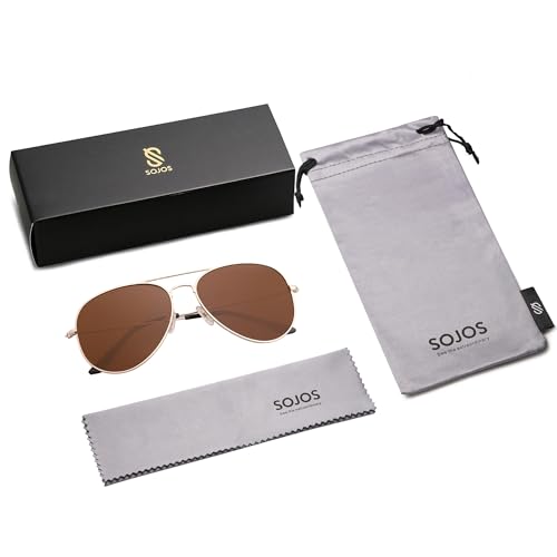 Brown Polarized Aviator Sunglasses for Men Women - 62mm Classic Vintage Sunnies