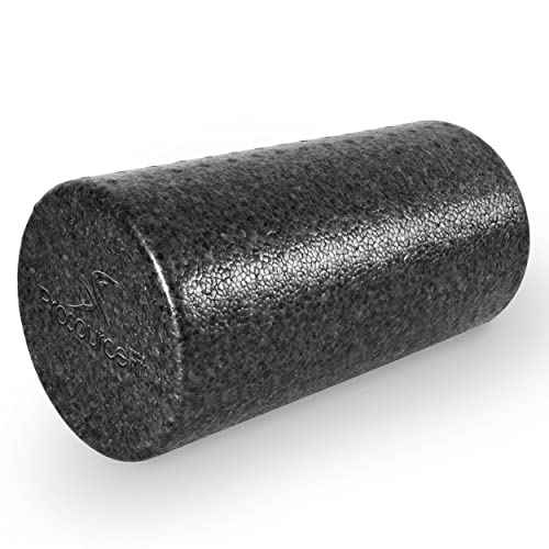 ProsourceFit High Density Foam Rollers 12 - inches Long, Firm Full Body Athletic Massage Tool for Back Stretching, Yoga, Pilates, Post Workout Muscle Recuperation, Black/Blue