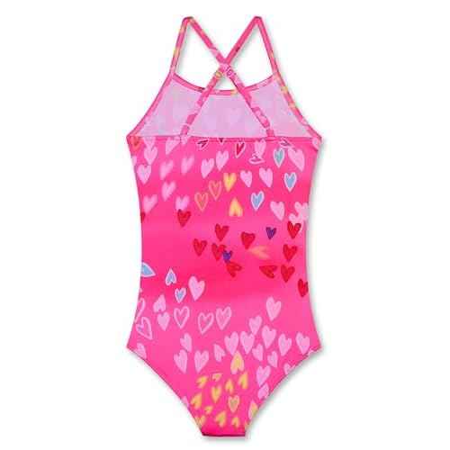 LUOUSE Girls Sparkle Swimsuits Quick Dry Crossback One Piece Beach Swimwear Bathing Suit with Adjustable Strap 4-9 Years