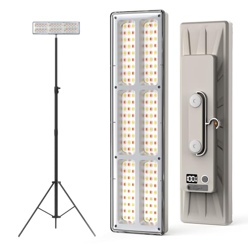 M6 10000mAh Rechargeable LED Work Light with Tripod Stand, Dimmable Cordless Camping Lamp