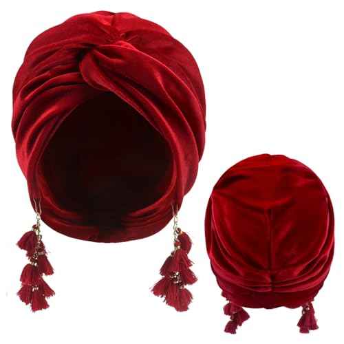 Women Turban,Cozy Polyester Velvet Turban Hats,Indian Turbans Hats Head Wraps Beanie,African Cap for Women