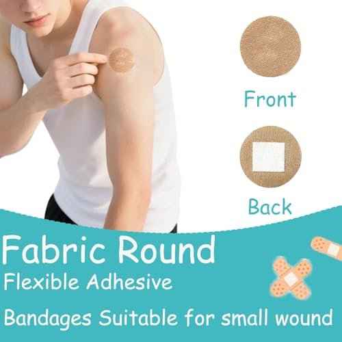 120Pcs Breathable Fabric Small Bandages, Round Oval and Square Flexible Adhesive Strips for Face and Small Wounds Protection Care