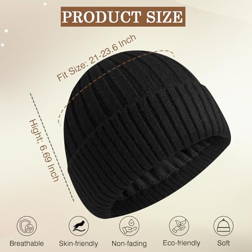 Winter Fleece Lined Beanie Hat for Men Women, Unisex Fashion Thermal Cuffed Knit Skullcap Warm Winter Hat