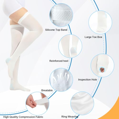 XL Thigh High Compression Stockings for Men and Women 15-20 mmHg Anti-Embolism