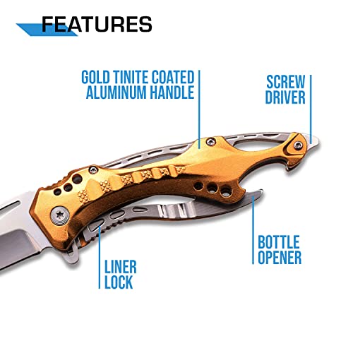 MTECH USA Folding Knife with Half-Serrated Blade and Gold Silver Variation