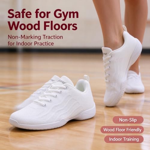 White Cheer Shoes for Girls & Women - Breathable Soft Cheerleading Sneakers - Little Kid 3 - HWJHMX