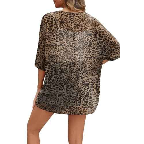 OFEEFAN Beach Cover Ups for Women 3/4 Length Sleeve Womens Tops Summer Cardigan Casual Blouses Loose Fit